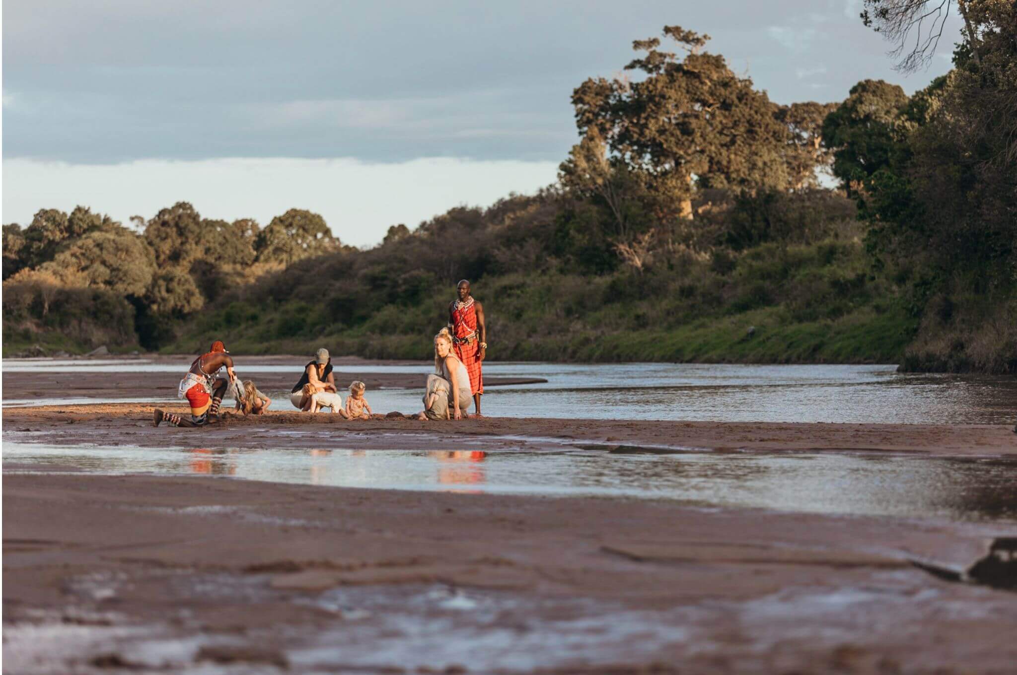 With no resident hippos or crocs, kids can safely play and cool off in the Sand River.